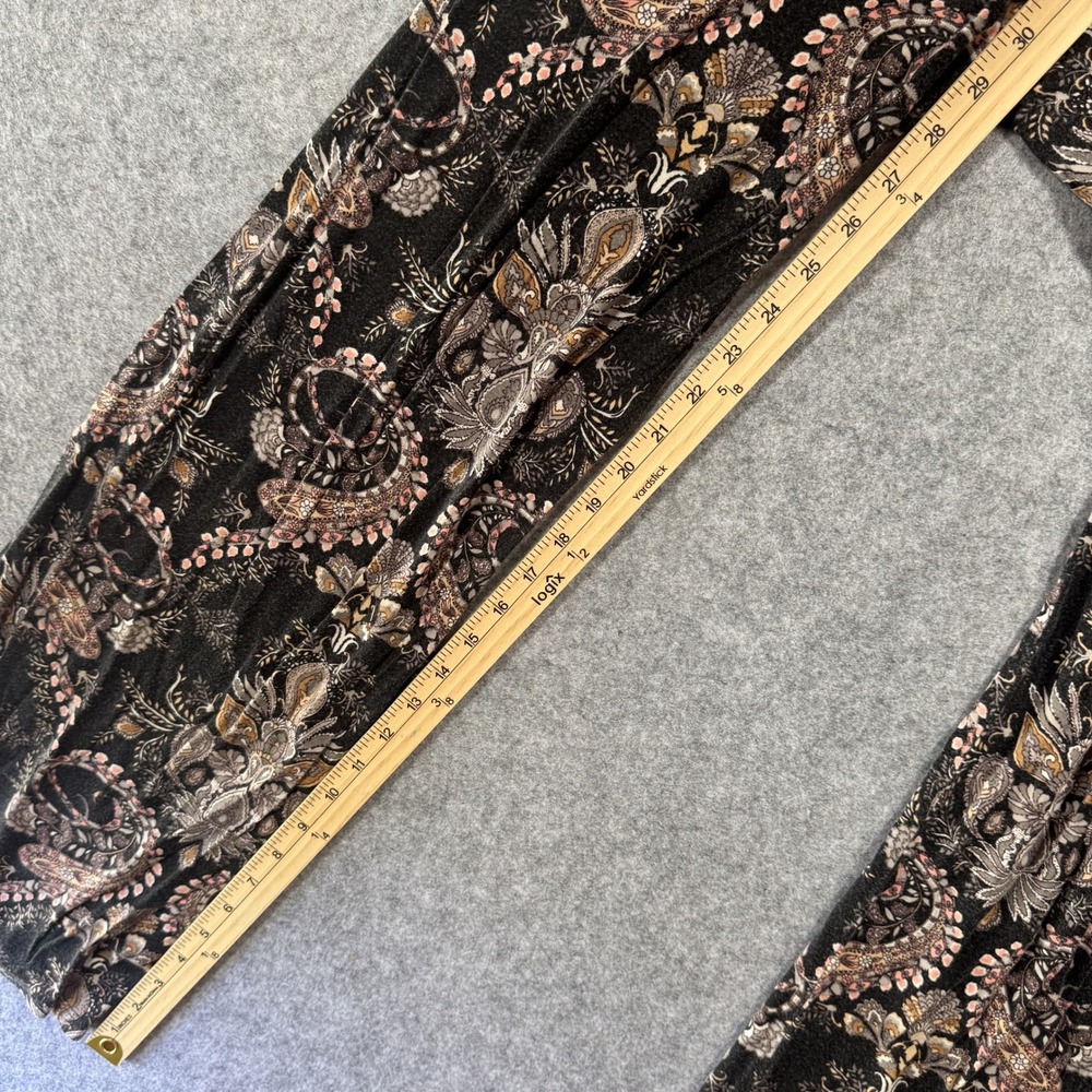 Popana Paisley Palazzo Pants Medium Black Multi Wide Leg Stretch Made in USA - Picture 7 of 8
